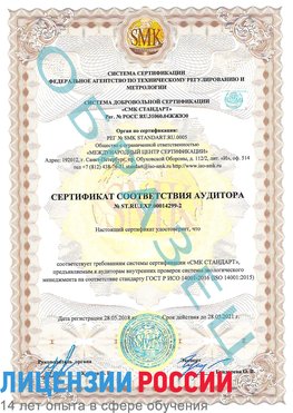 Образец сертификата соответствия аудитора Образец сертификата соответствия аудитора №ST.RU.EXP.00014299-2 Учалы Сертификат ISO 14001